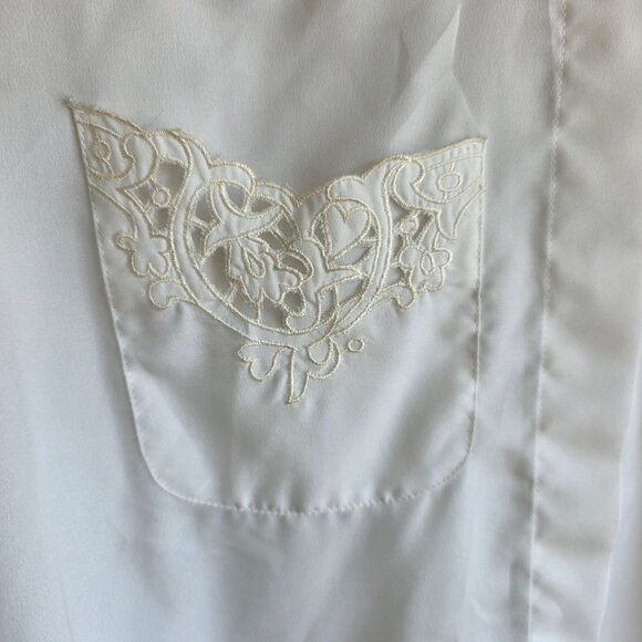 Mr. Witt 1980s Womens Blouse Size 6 Embroidered Lace Coquette Romantic Feminine - Picture 3 of 10
